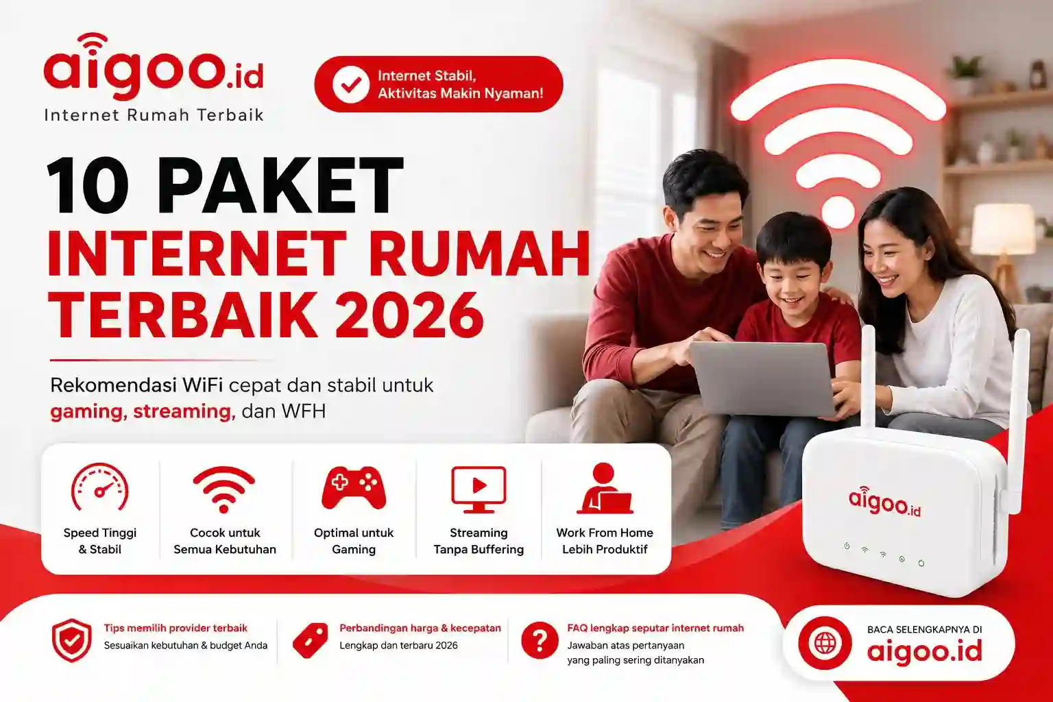10 Paket Internet Rumah Terbaik 2026 untuk Gaming, Streaming, dan WFH